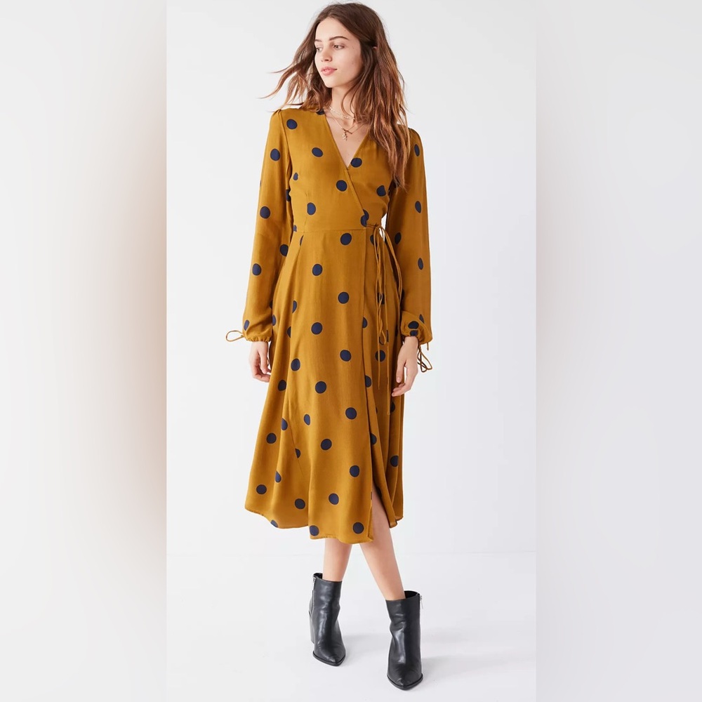 Urban Outfitters Audrey Long-Sleeve Wrap Midi Dress